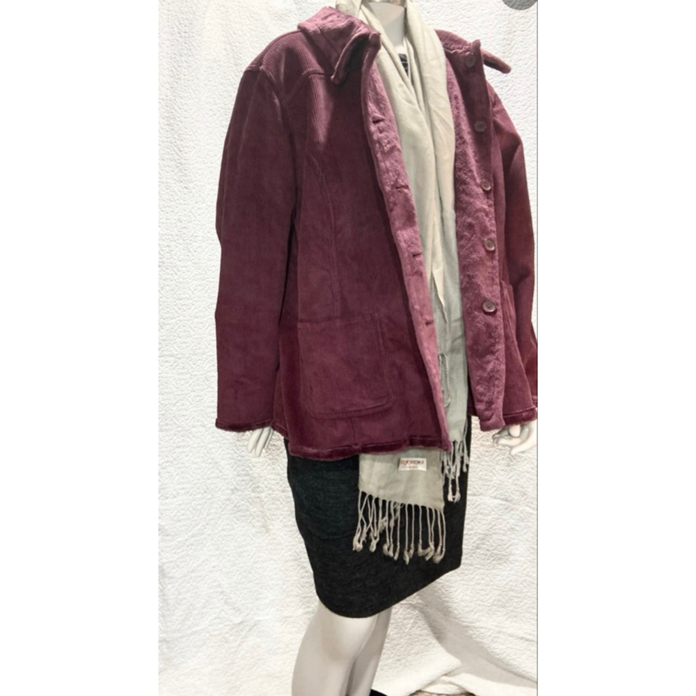 QVC NWOT Reversible‎ Corduroy Fleece Jacket Button Down jacket S XL purple - Picture 2 of 9